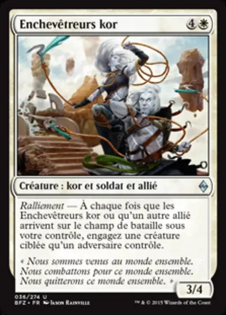 Enchevêtreurs kor, carte Magic BFZ 36 — extension La bataille de Zendikar