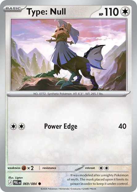 Type: Null, Pokémon card PBL 069 — Pitch Black set