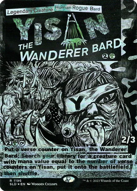 Yisan, barde vagabond, carte Magic SLD 1196 — extension Secret Lair Drop