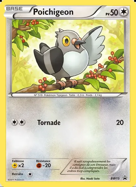 Poichigeon, carte Pokémon BW 15 — extension Promo BW