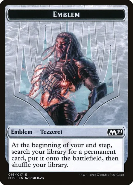 Tezzeret, Artifice Master Emblem, Magic card TM19 16 — Core Set 2019 Tokens set