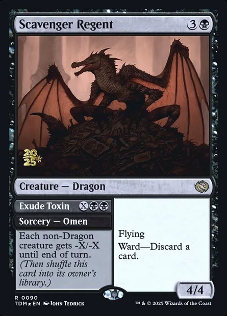 Régent charognard // Exsuder des foxines, carte Magic PTDM 90s — extension Tarkir: Dragonstorm Promos