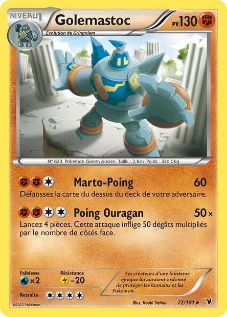 Golemastoc, carte Pokémon NVI 72 — extension Nobles Victoires