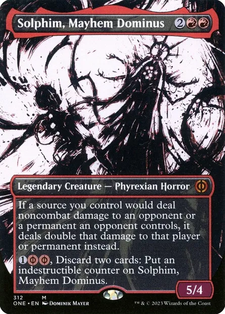 Solphim, Mayhem Dominus, Magic card ONE 312 — Phyrexia: All Will Be One set