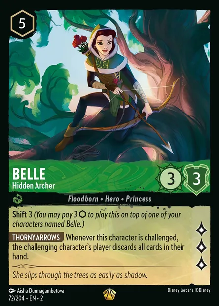 Belle - Hidden Archer, Disney Lorcana card CH2-072 — Rise of the Floodborn set