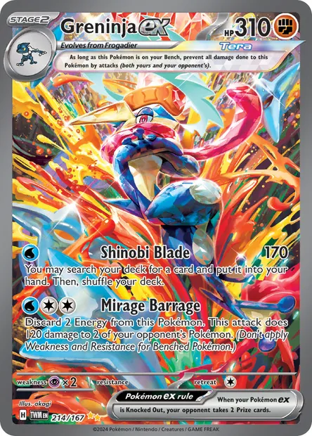 Greninja ex, Pokémon card TWM 214 — Twilight Masquerade set