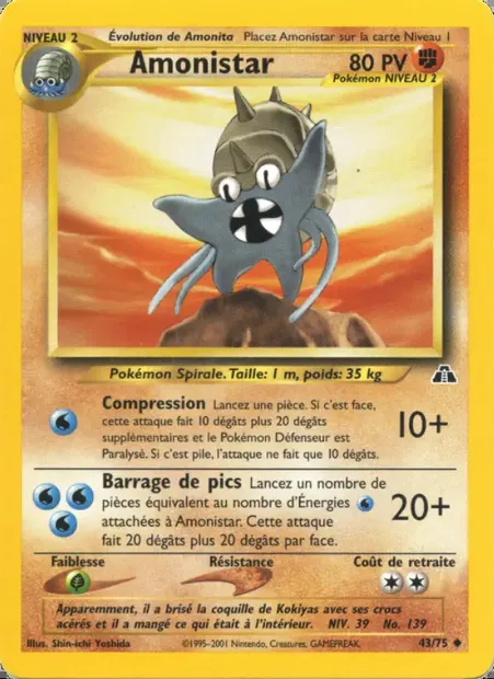 Amonistar, carte Pokémon ND 43 — extension Neo Discovery