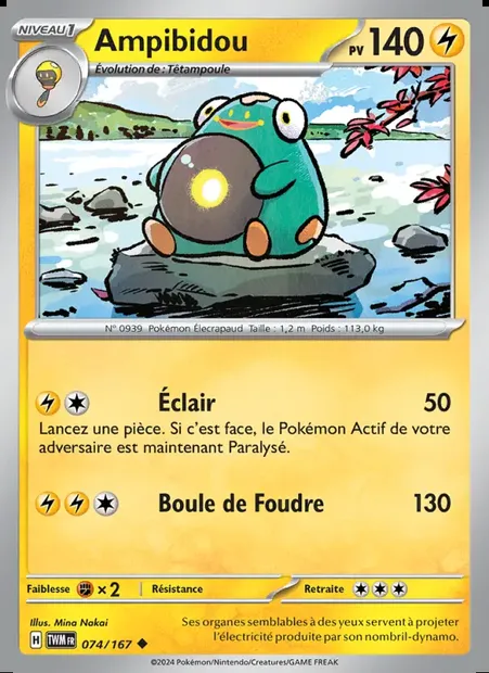 Ampibidou, carte Pokémon TWM 074 — extension Mascarade Crépusculaire