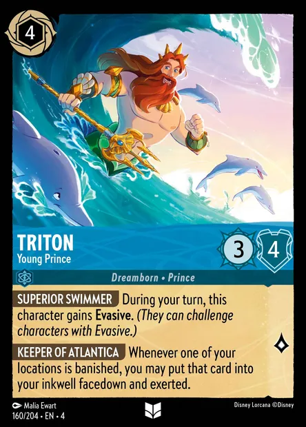 Triton - Young Prince, Disney Lorcana card CH4-160 — Ursula's Return set