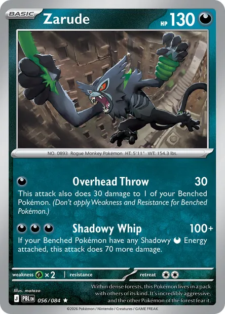 Zarude, Pokémon card PBL 056 — Pitch Black set