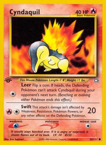 Cyndaquil, Pokémon card NG 56 — Neo Genesis set