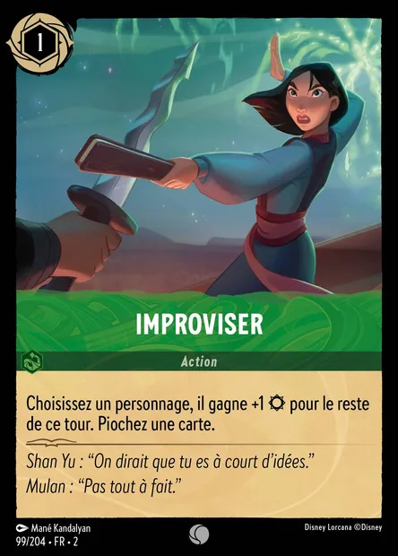 Improviser, carte Disney Lorcana CH2-099 — extension L'Ascension des Floodborn