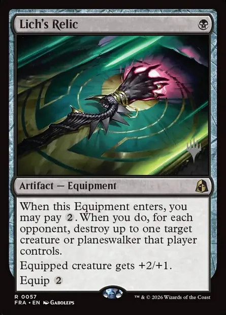 Relique de liche, carte Magic PFRA 57p — extension Reality Fracture Promos