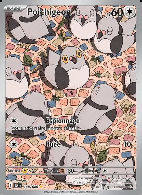 Poichigeon, carte Pokémon BLK 148 — extension Foudre Noire