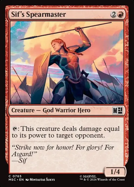 Sif's Spearmaster, Magic card MSC 765 — Marvel Super Heroes Commander set