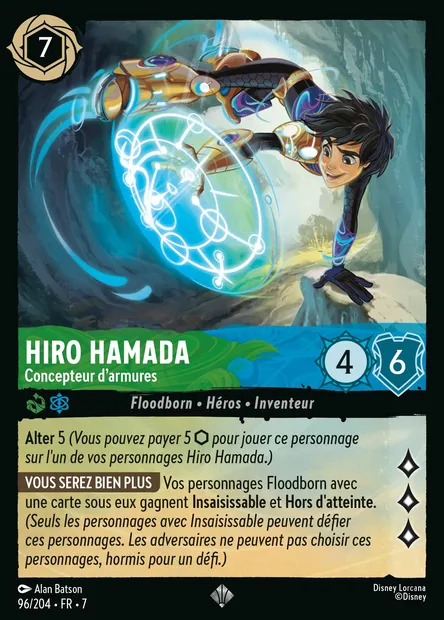Hiro Hamada - Concepteur d'armures, carte Disney Lorcana CH7-096 — extension L'île d'Archazia