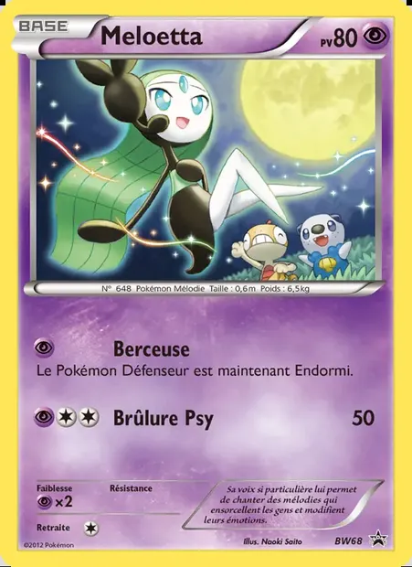 Meloetta, carte Pokémon BW 68 — extension Promo BW