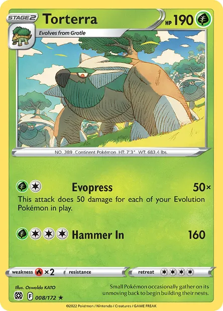 Torterra, Pokémon card BRS 008 — Brilliant Stars set