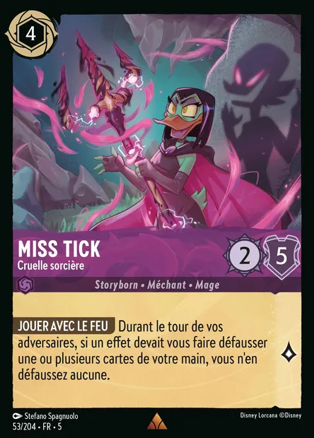 Miss Tick - Cruelle sorcière, carte Disney Lorcana CH5-053 — extension Ciel Scintillant