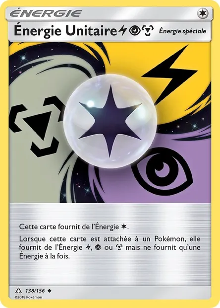 Énergie Unitaire LightningPsychicMetal, carte Pokémon UPR 138 — extension Ultra-Prisme