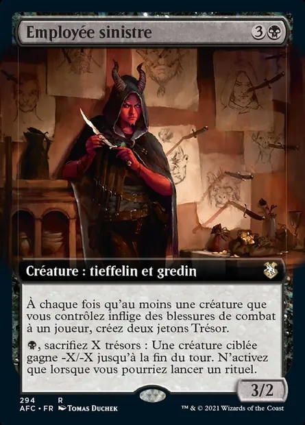 Employée sinistre, carte Magic AFC 294 — extension Forgotten Realms Commander