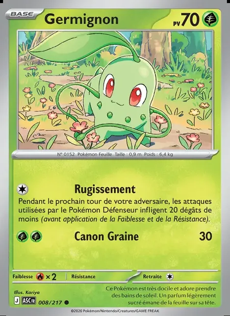 Germignon, carte Pokémon ASC 008 — extension Héros Transcendants