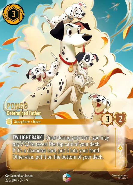 Pongo - Determined Father, Disney Lorcana card CH9-223 — Fabled set