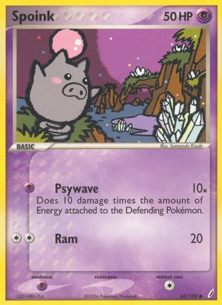 Spoink, Pokémon card CG 62 — Crystal Guardians set