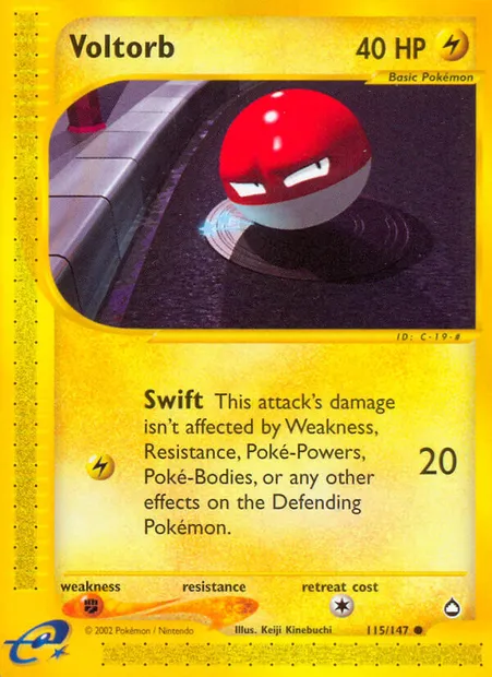 Voltorb, Pokémon card AQ 115 — Aquapolis set