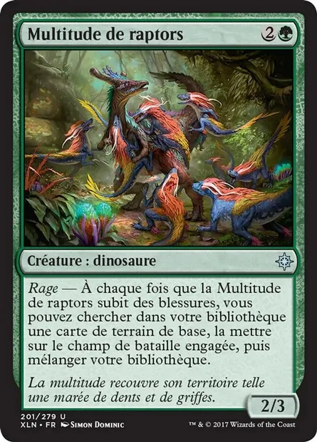 Multitude de raptors, carte Magic XLN 201 — extension Ixalan