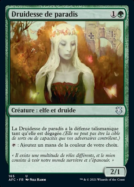Druidesse de paradis, carte Magic AFC 165 — extension Forgotten Realms Commander