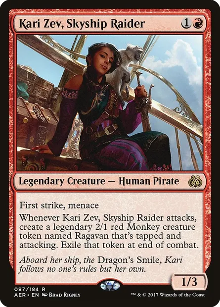 Kari Zev, Skyship Raider, Magic card AER 87 — Aether Revolt set