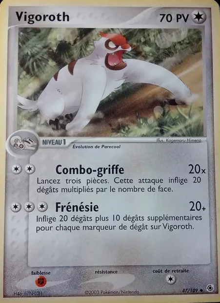 Vigoroth, carte Pokémon RS 47 — extension EX Rubis & Saphir