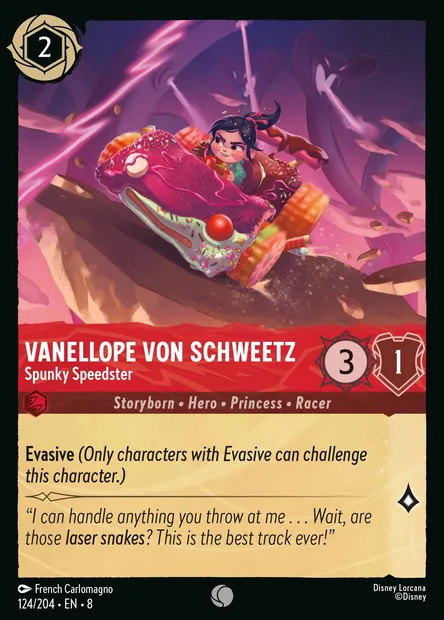 Vanellope von Schweetz - Spunky Speedster, Disney Lorcana card CH8-124 — The Reign of Jafar set