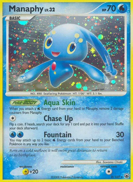 Manaphy, carte Pokémon MD 8 — extension Aube Majestueuse
