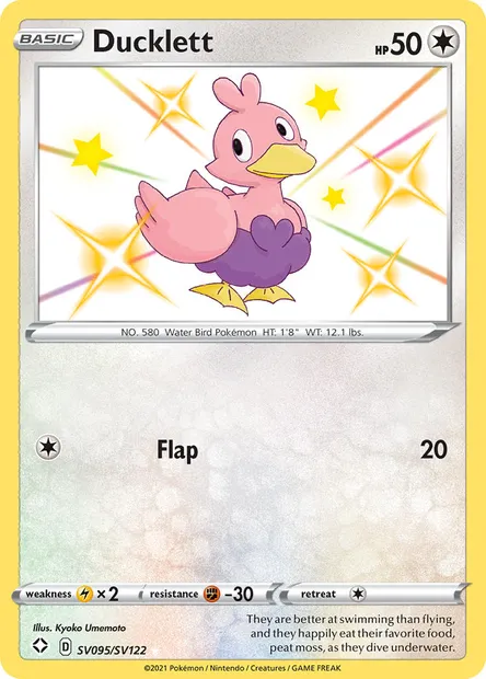 Ducklett, Pokémon card SHF SV095 — Shining Fates set