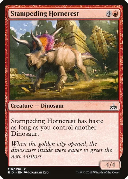 Stampeding Horncrest, Magic card RIX 116 — Rivals of Ixalan set