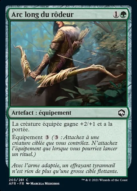 Arc long du rôdeur, carte Magic AFR 203 — extension Forgotten Realms: Aventures dans les Royaumes Oubliés