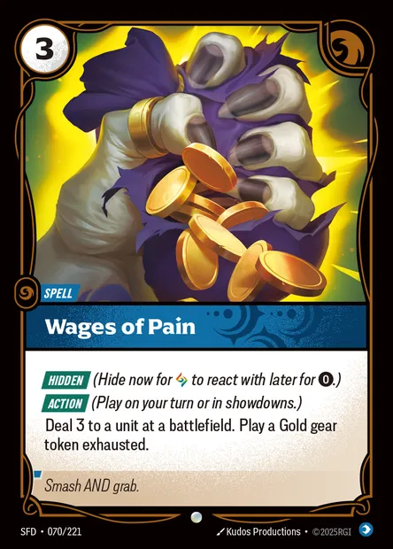 Wages of Pain, Riftbound card SFD 070 — Spiritforged set