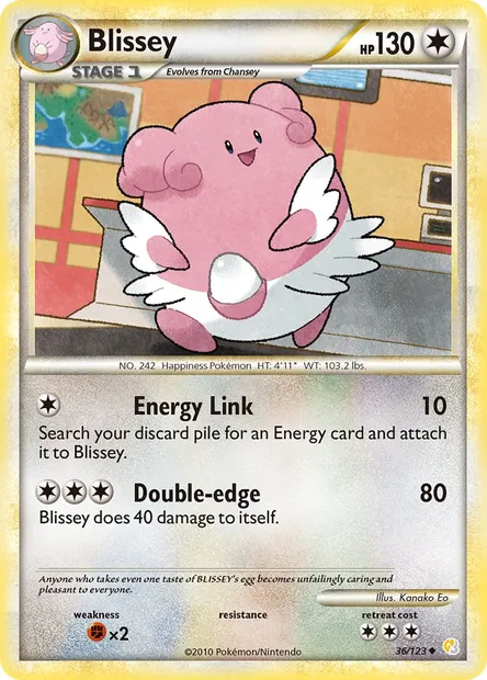 Blissey, Pokémon card HS 36 — HeartGold SoulSilver set