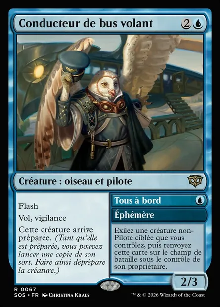 Conducteur de bus volant // All Aboard, carte Magic SOS 67 — extension Secrets of Strixhaven