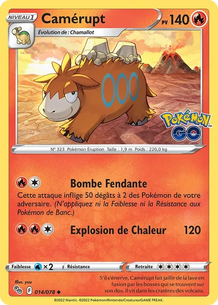 Camérupt, carte Pokémon PGO 014 — extension Pokémon GO