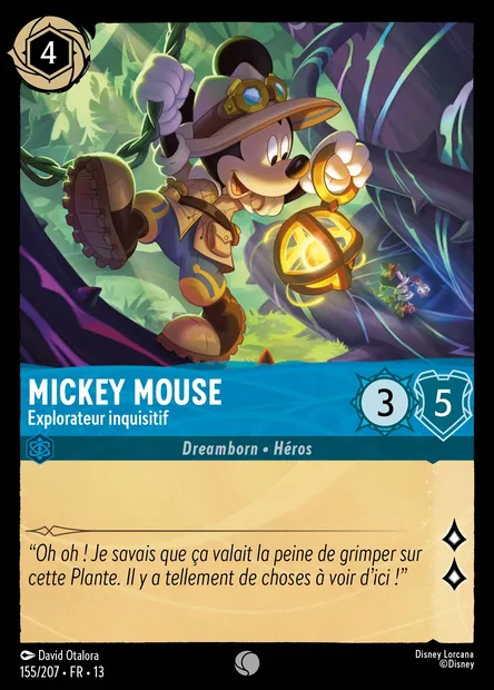 Mickey Mouse - Explorateur inquisitif, carte Disney Lorcana CH13-155 — extension Invasion Epineuse!