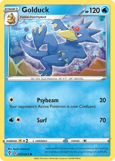 Golduck, Pokémon card EVS 25 — Evolving Skies set