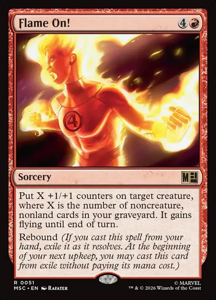 Flame On!, Magic card MSC 51 — Marvel Super Heroes Commander set