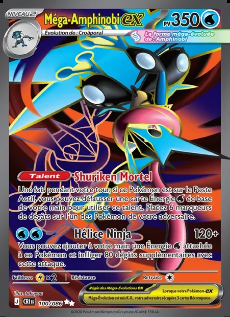 Méga-Amphinobi-ex, carte Pokémon CRI 100 — extension Chaos Ascendant