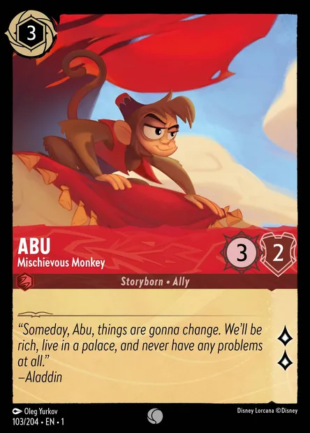 Abu - Mischievous Monkey, Disney Lorcana card CH1-103 — The First Chapter set