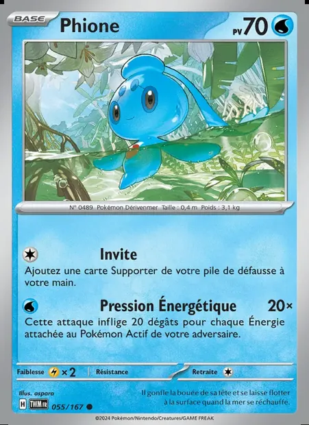 Phione, carte Pokémon TWM 055 — extension Mascarade Crépusculaire