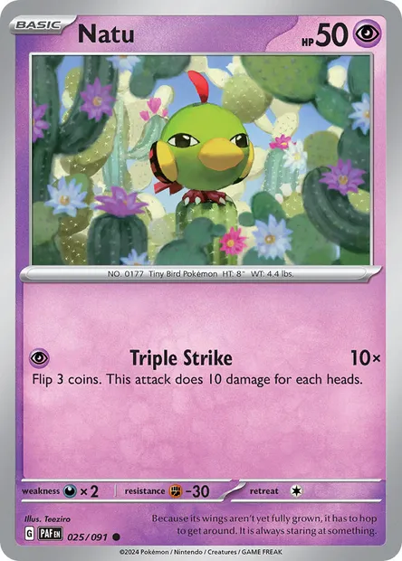 Natu, Pokémon card PAF 025 — Paldean Fates set