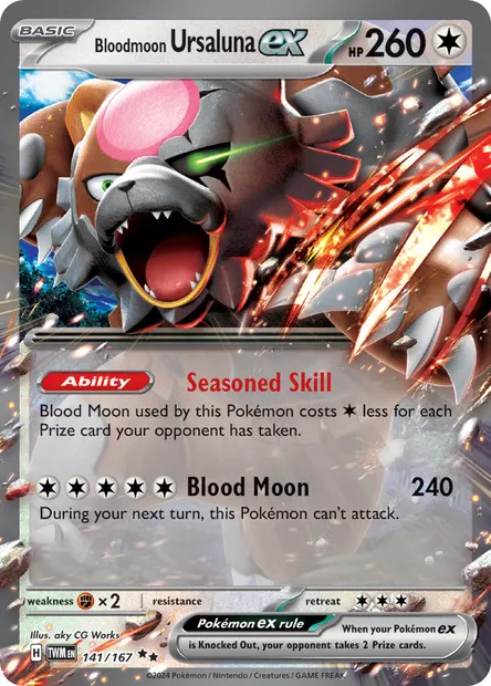 Bloodmoon Ursaluna ex, Pokémon card TWM 141 — Twilight Masquerade set
